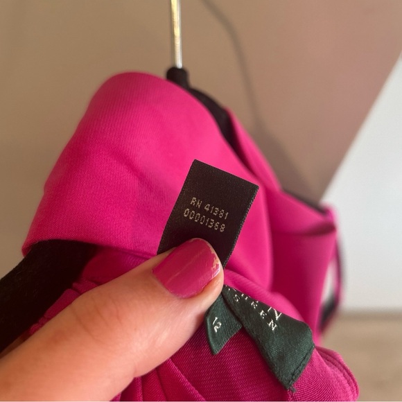 Lauren Ralph Lauren Hot Pink High Neck A Line Sleeveless Dress 12 Barbiecore - Picture 9 of 12